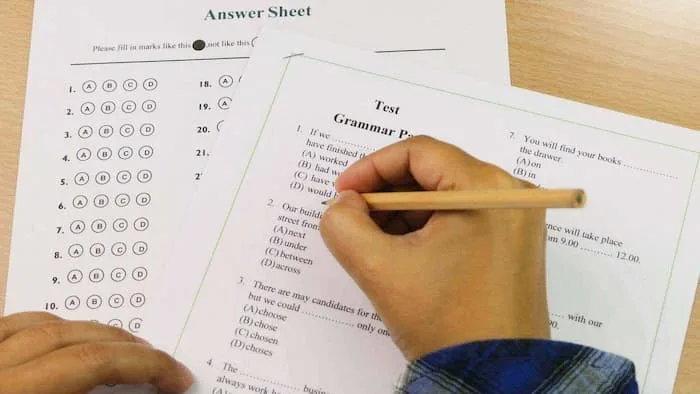 A student taking test on TEAS Test Grammar Essentials